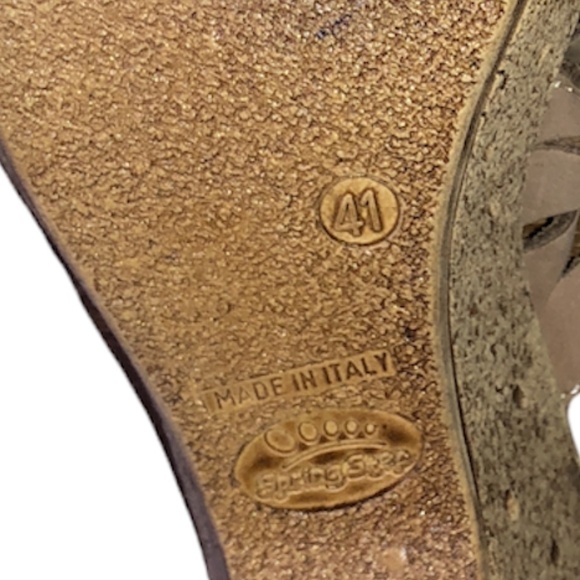 SPRING STEP Sandals Women's Size 9.5/10 Tan Neutral Leather Boho Shoe Heel - Picture 4 of 10